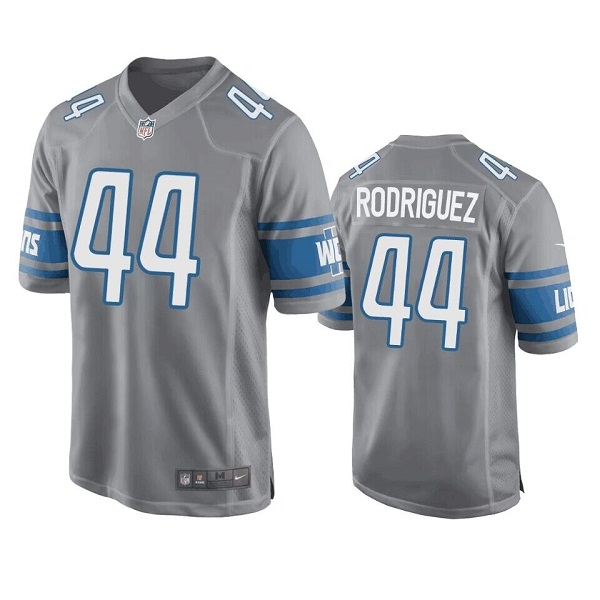 Men's Detroit Lions #44 Malcolm Rodriguez Grey Stitched Game Jersey Men's Detroit Lions #44 Malcolm Rodriguez Grey Stitched Game Jersey